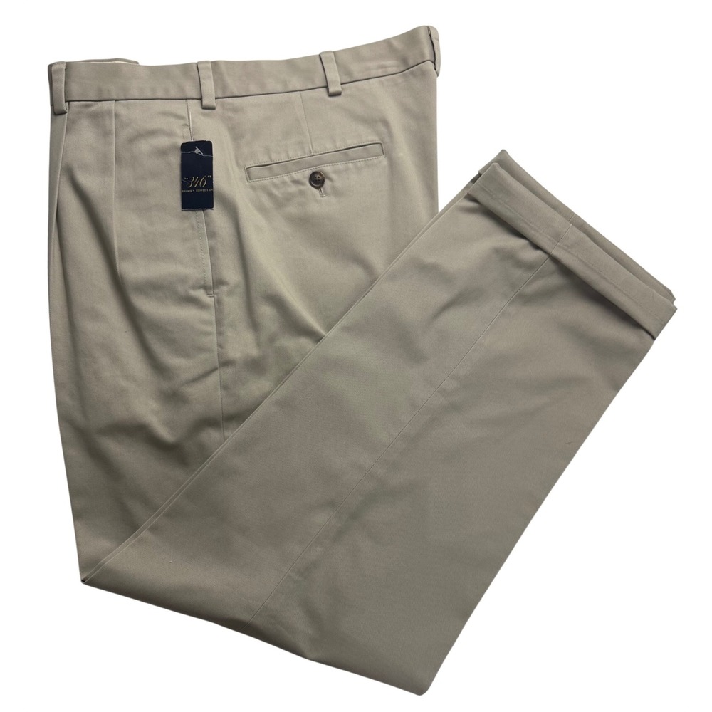 Brooks Brothers 346 Advantage Chino Elliot Khaki Pleated Pant Men 36x32 NWT read